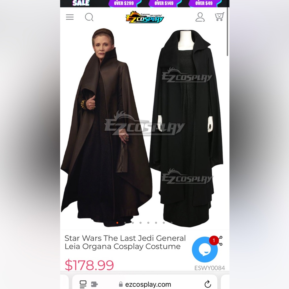 Star Wars the Last Jedi General Leia Organa Cosplay Costume - Picture 2 of 6